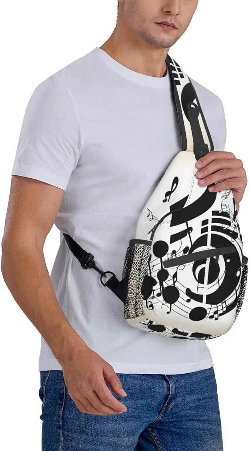 Music Note High Storage Capacity Chest Bag Diagonally Sling Backpack Crossbody Shoulder Bag For Men Women