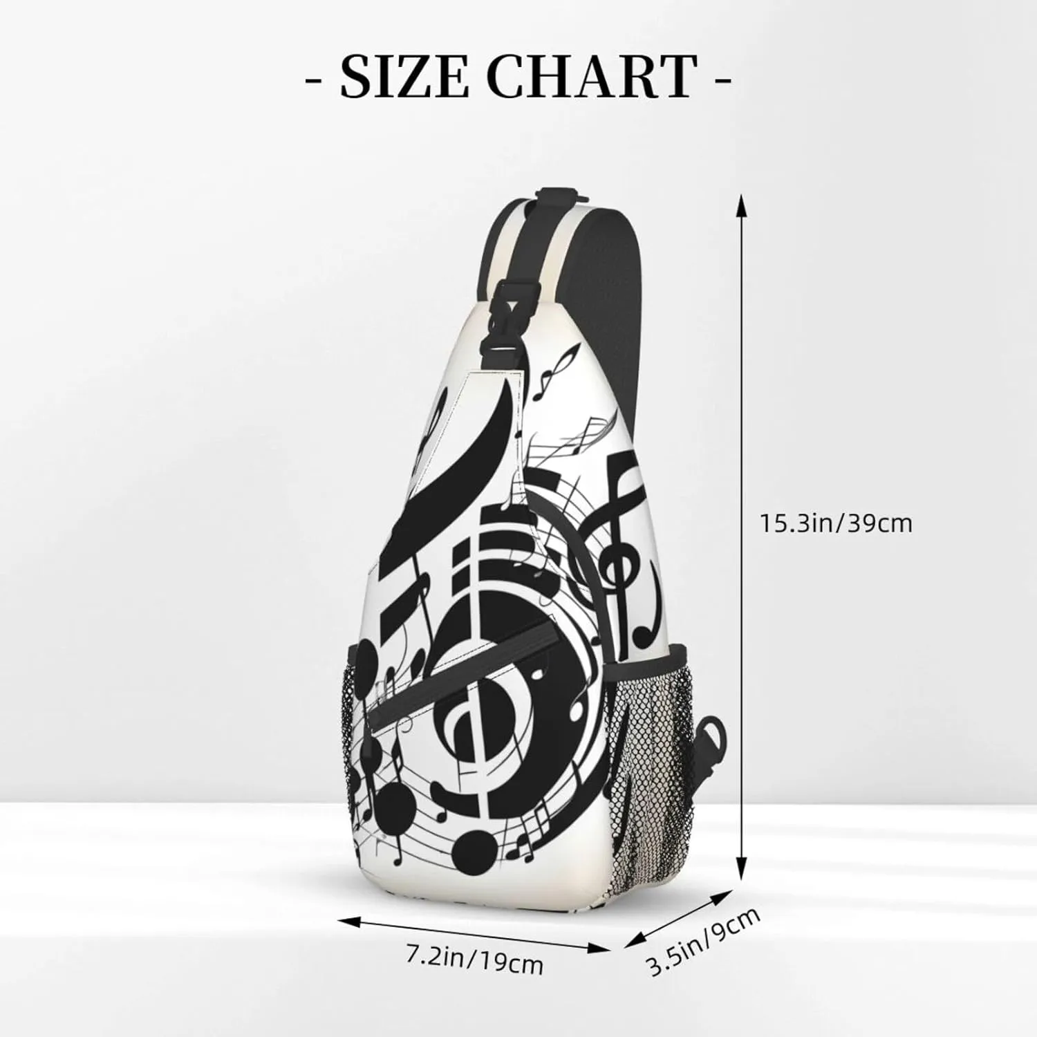 Music Note High Storage Capacity Chest Bag Diagonally Sling Backpack Crossbody Shoulder Bag For Men Women