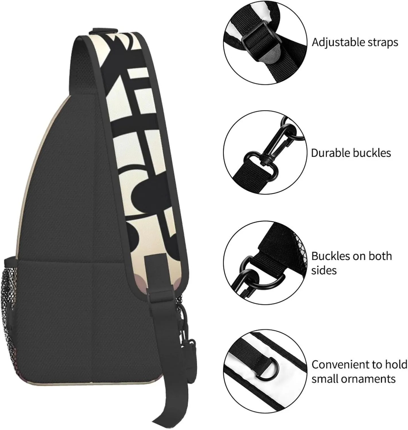 Music Note Print High Storage Capacity Chest Bag Diagonally Sling Backpack Crossbody Shoulder Bag For Men Women