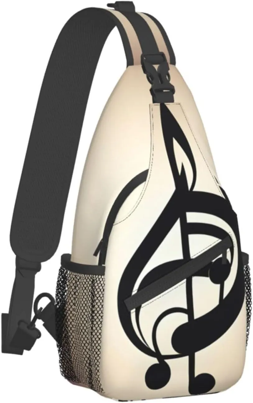 Music Note Print High Storage Capacity Chest Bag Diagonally Sling Backpack Crossbody Shoulder Bag For Men Women