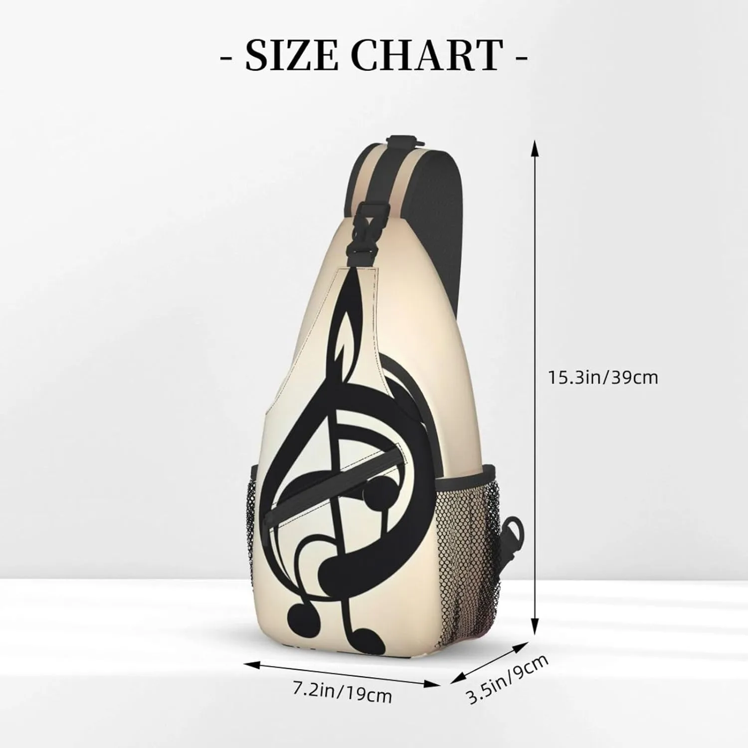 Music Note Print High Storage Capacity Chest Bag Diagonally Sling Backpack Crossbody Shoulder Bag For Men Women