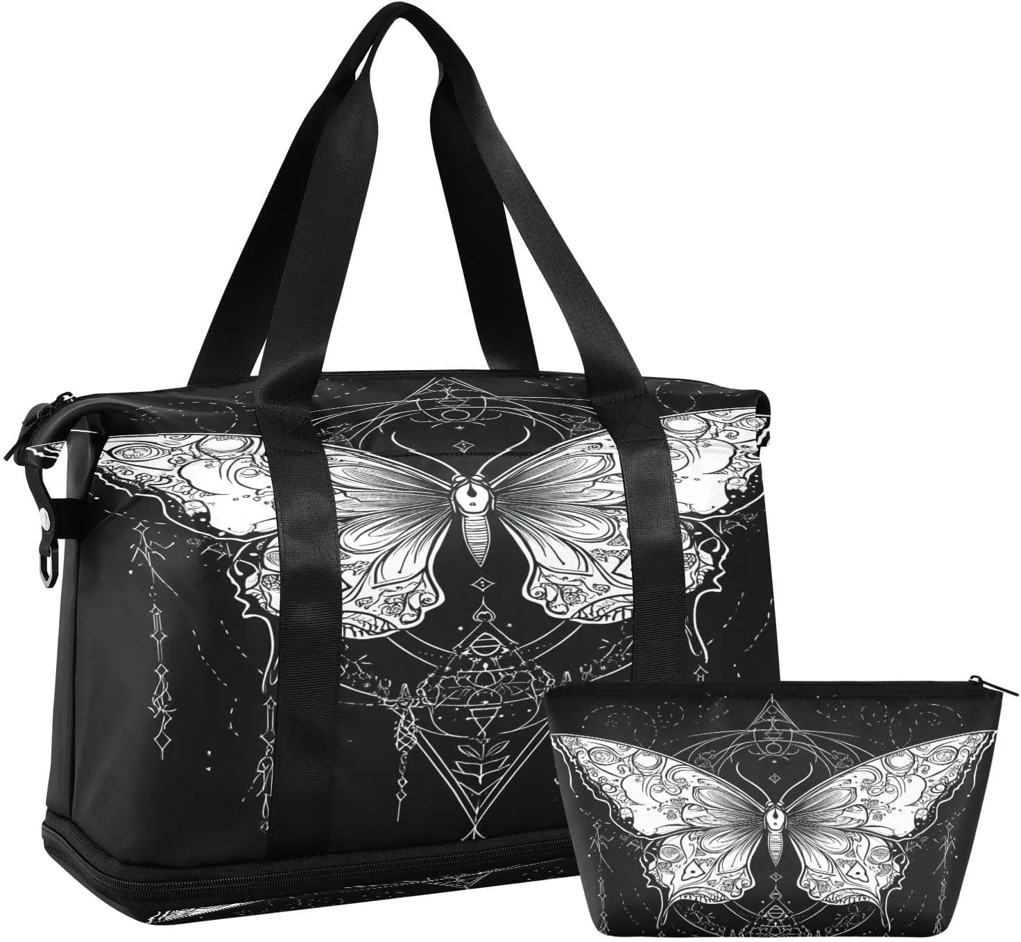 Mystical Butterfly Sports Gym Bag,Travel Duffel bag with Wet Pocket & Shoes Compartment Lightweight Waterproof Overnight Bag for Men Women