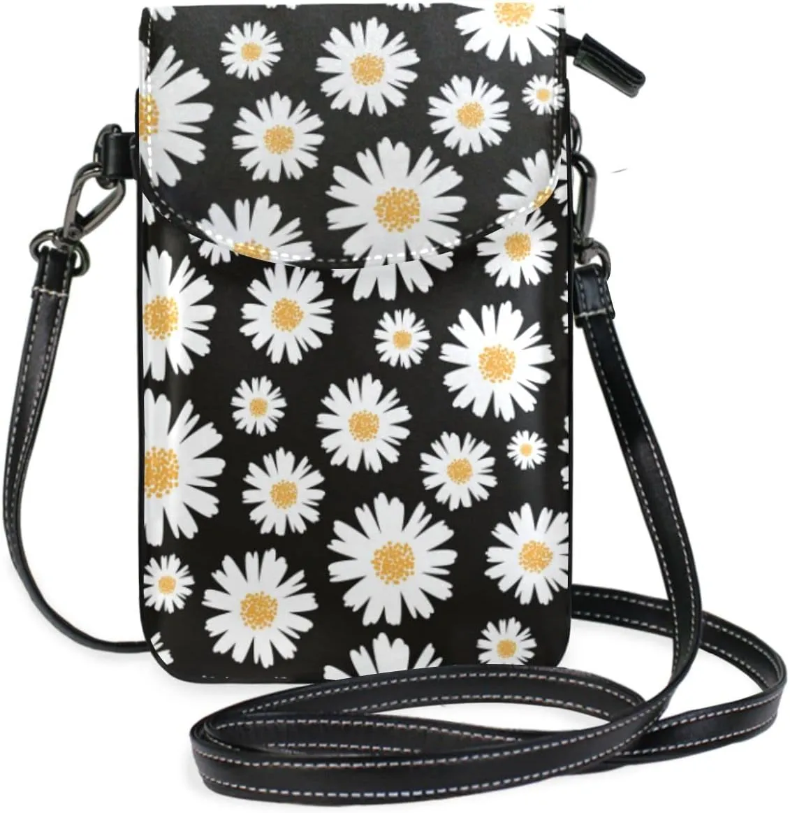Nander Vintage Fresh Daisy Crossbody Phone Purse Small Mini shoulder Bag Cell Phone Pouch Leather Wallet for Women Girls