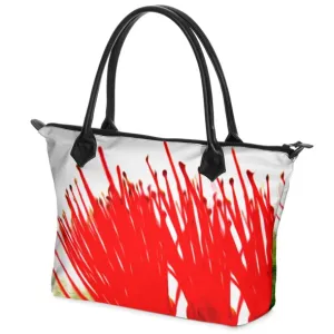 Nappa Leather & Monroe Satin Zipper  Hand Bag "Lehua Hula Sisters"
