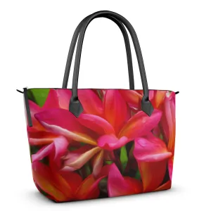 Nappa Leather & Monroe Satin Zipper Hand Bag "Manaʻolana" - Hope