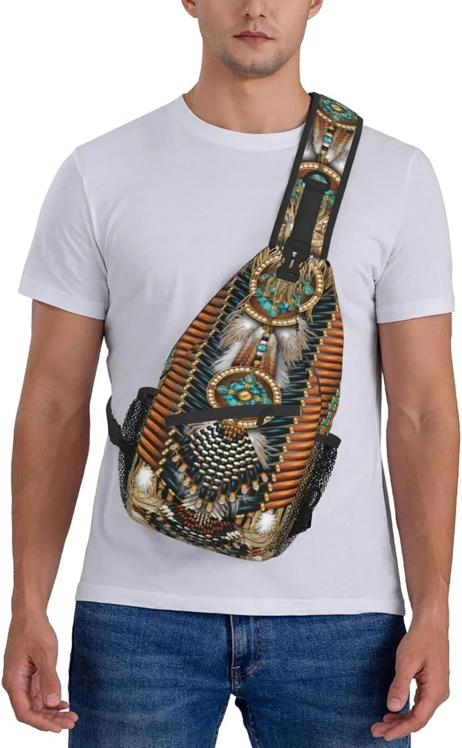 Native American Art Indian Sling Backpack Cute Chest Bags Crossbody Retro Shoulder Bag for Men Women