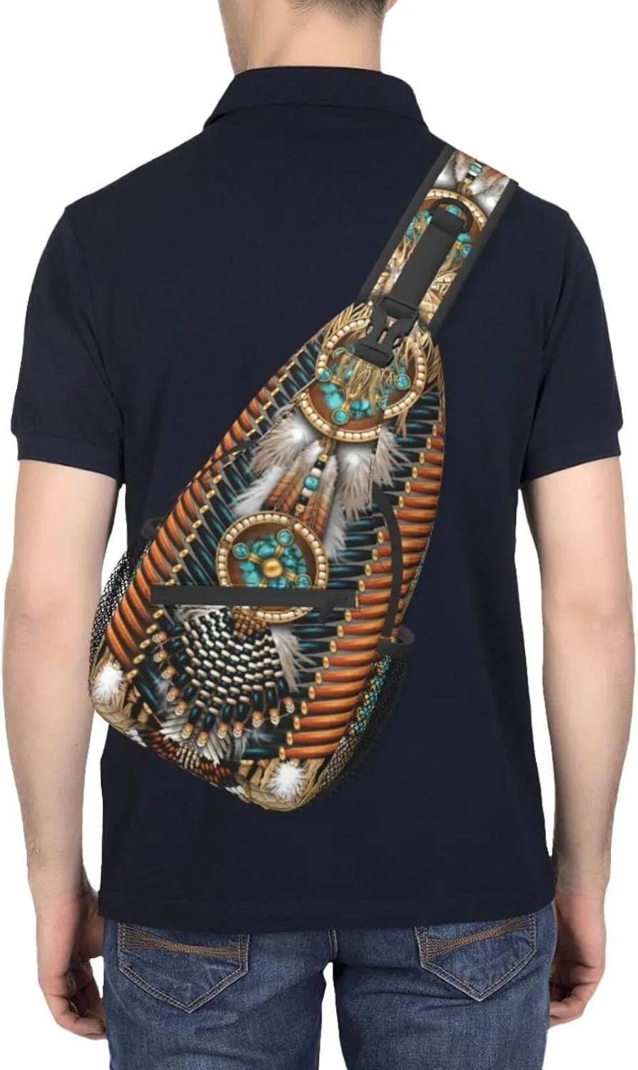 Native American Art Indian Sling Backpack Cute Chest Bags Crossbody Retro Shoulder Bag for Men Women