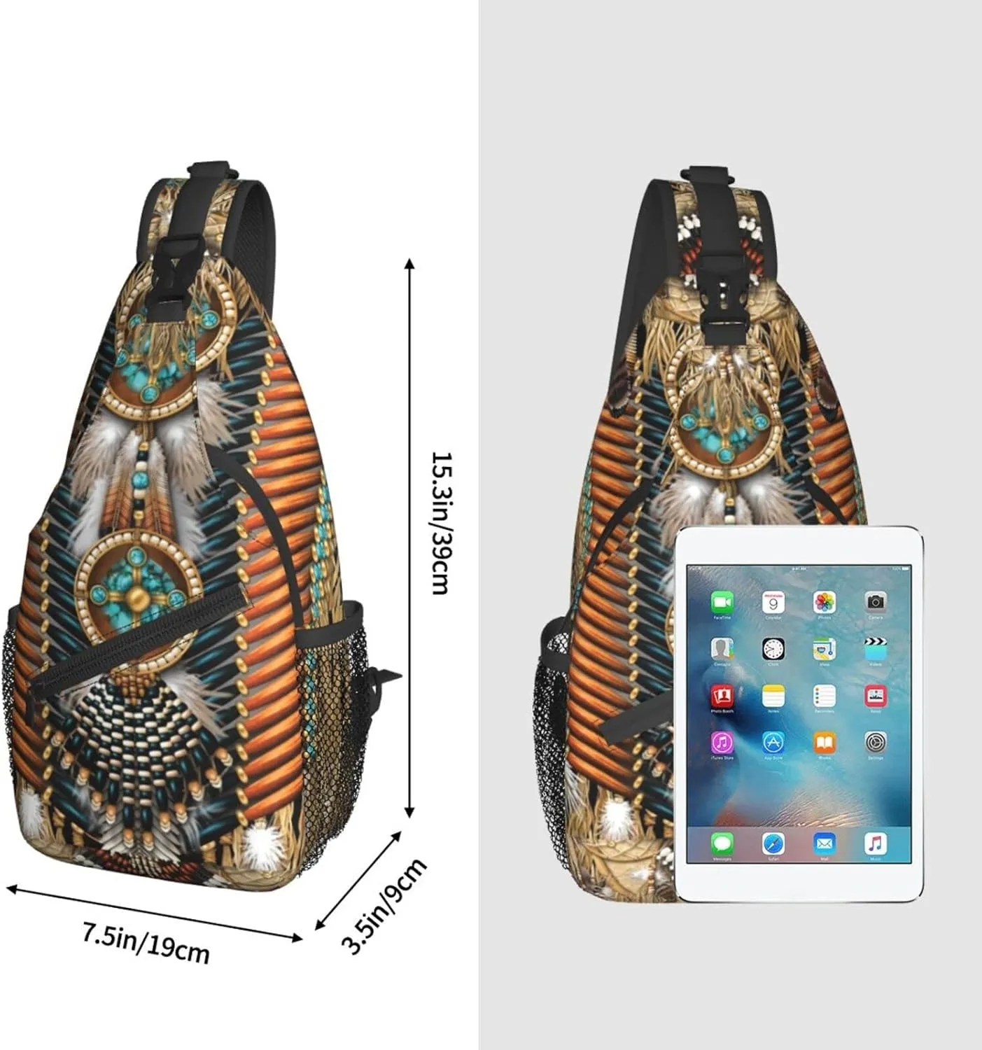 Native American Art Indian Sling Backpack Cute Chest Bags Crossbody Retro Shoulder Bag for Men Women
