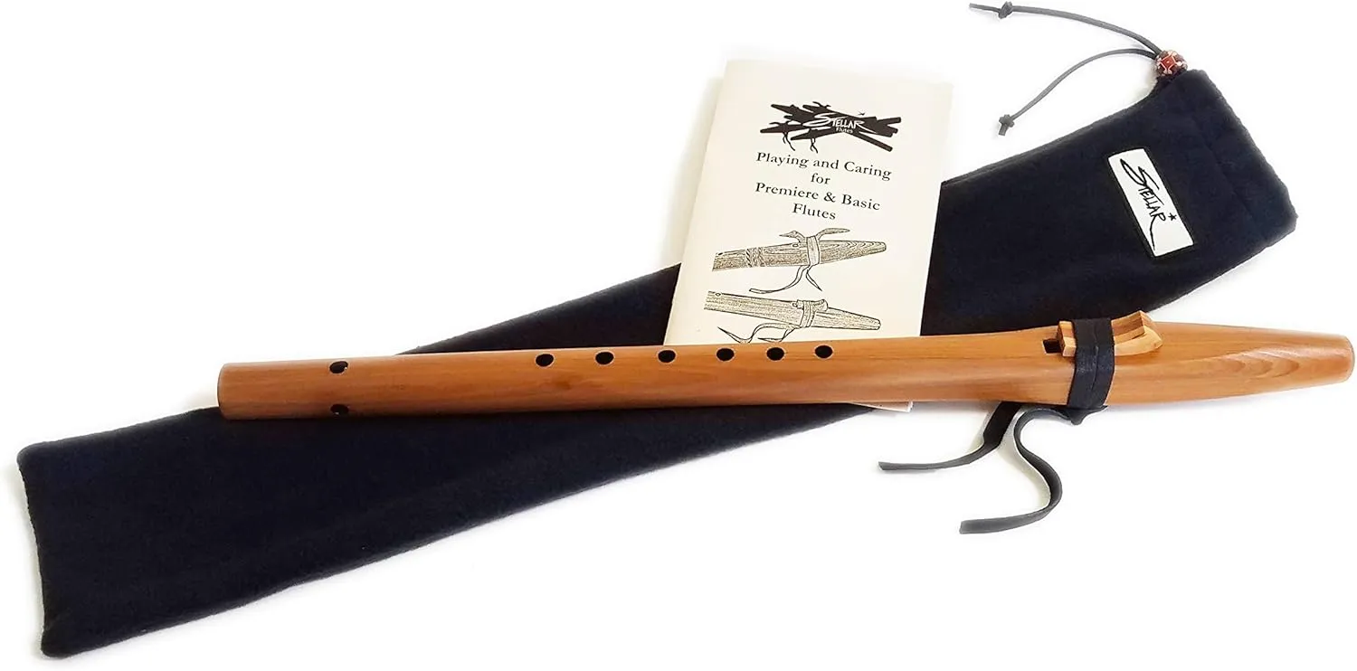 Native American Style G Flute | Cedar Flute Package with Book and Flute Bag | Made by Stellar Flutes | Stellar Basic G Flute Package