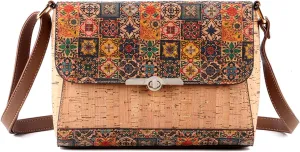 Natural cork zipper Secret key Double latch adjustable shoulder bag purse tote crossbody