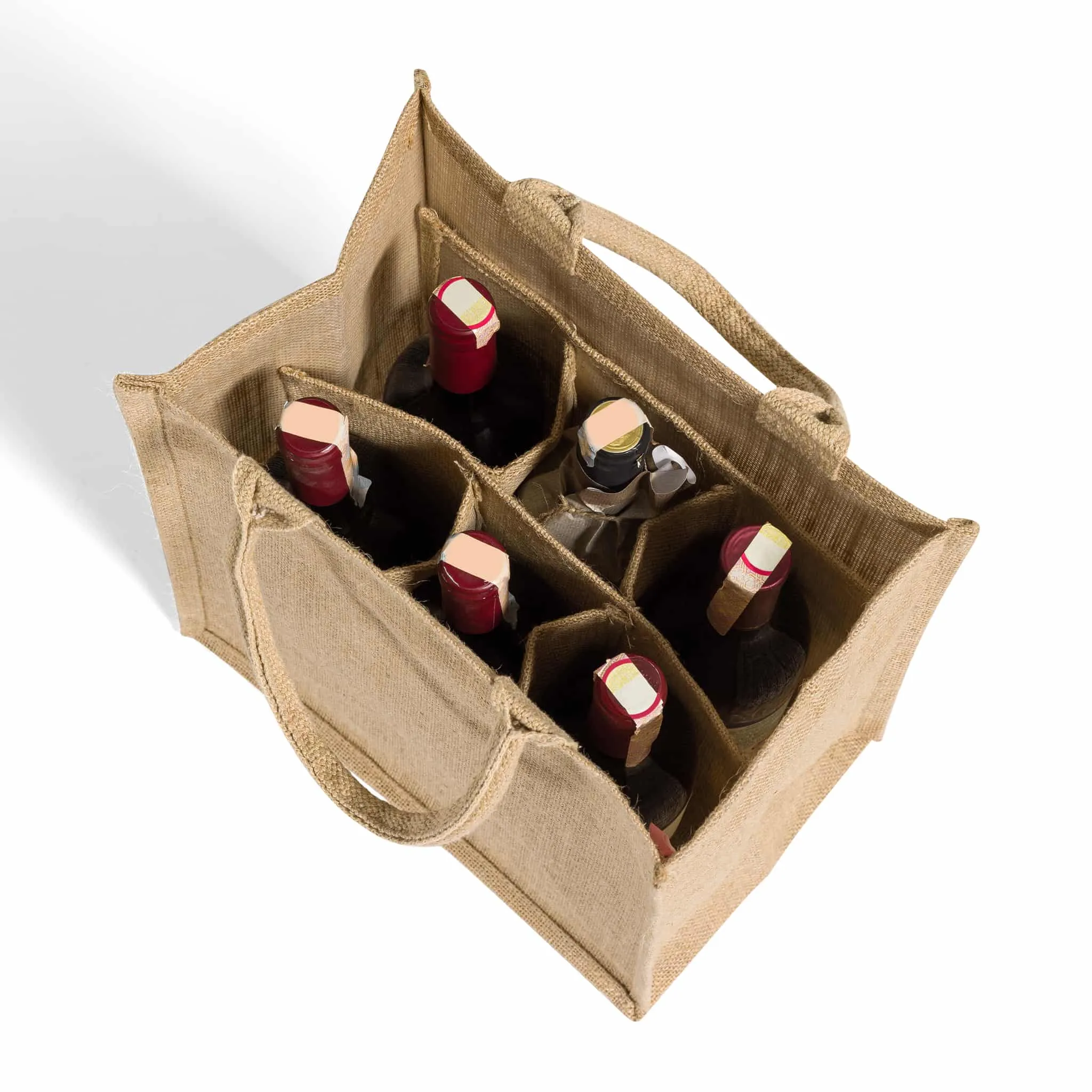 Natural Jute Wine Bags / Burlap Wine Tote Bags with Removable Dividers