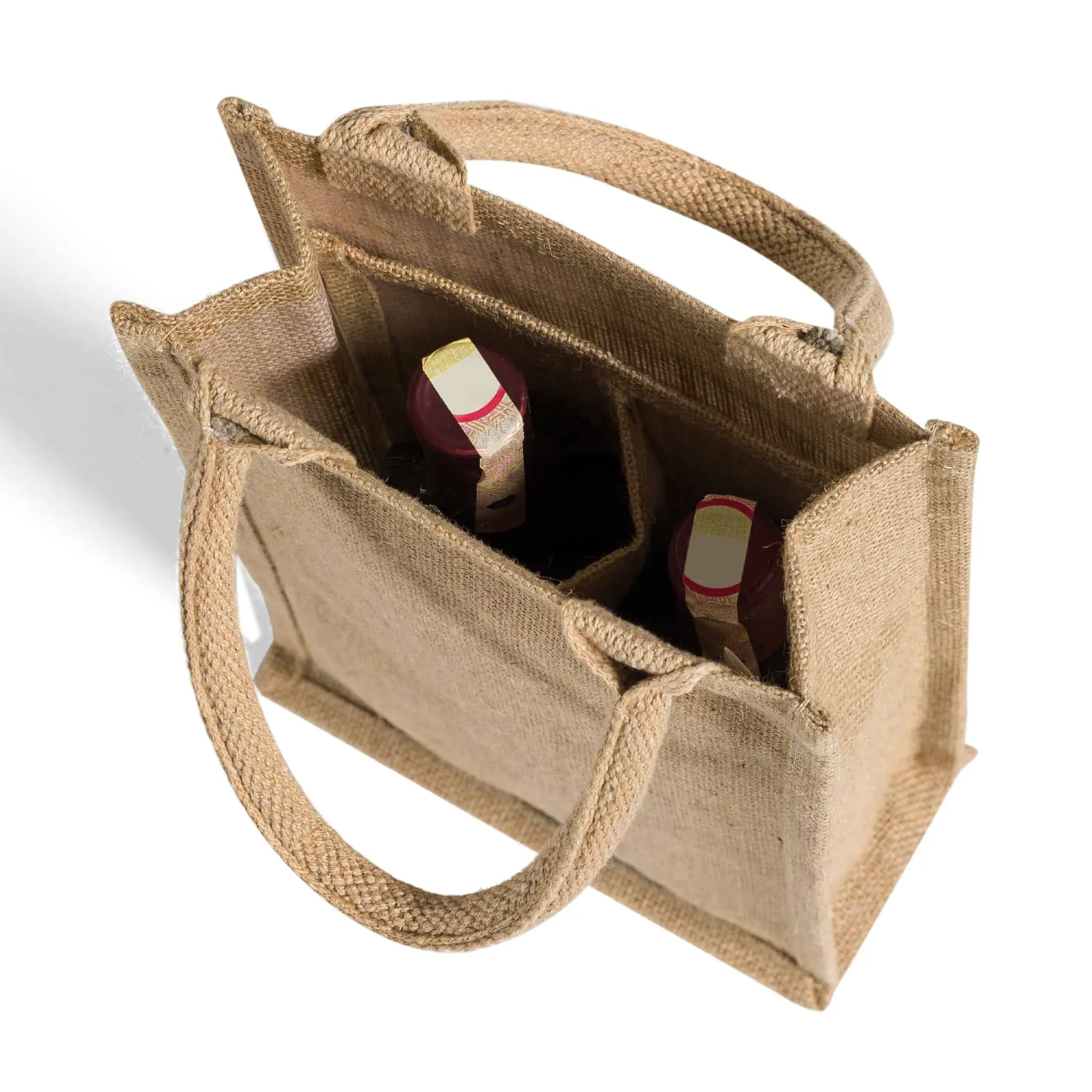 Natural Jute Wine Bags / Burlap Wine Tote Bags with Removable Dividers