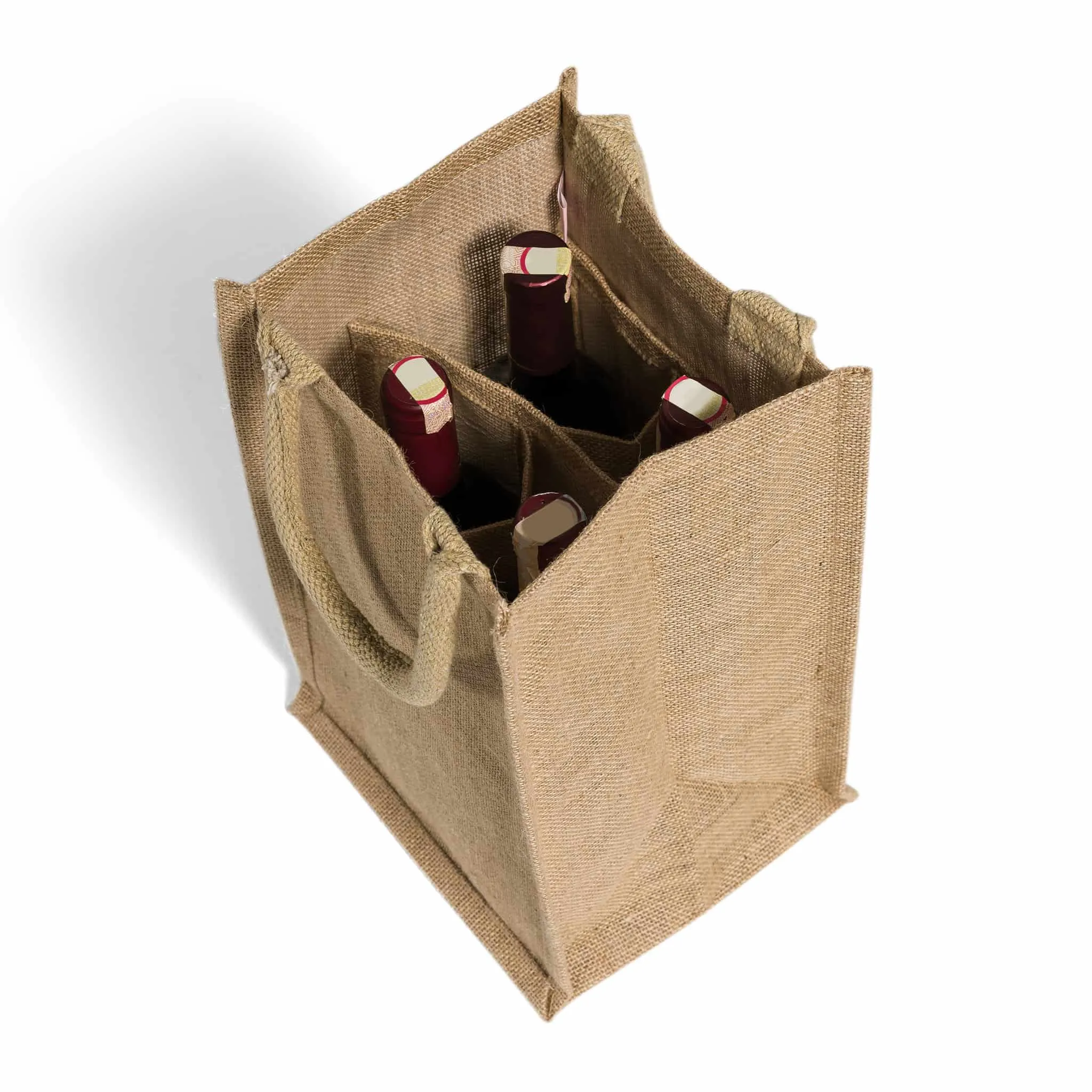Natural Jute Wine Bags / Burlap Wine Tote Bags with Removable Dividers