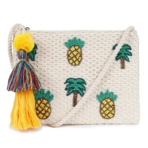 Natural Mesh Fabric Crossbody Sling Bag with Cotton Cord Long Handle – Stylish, Practical, and Eco-friendly