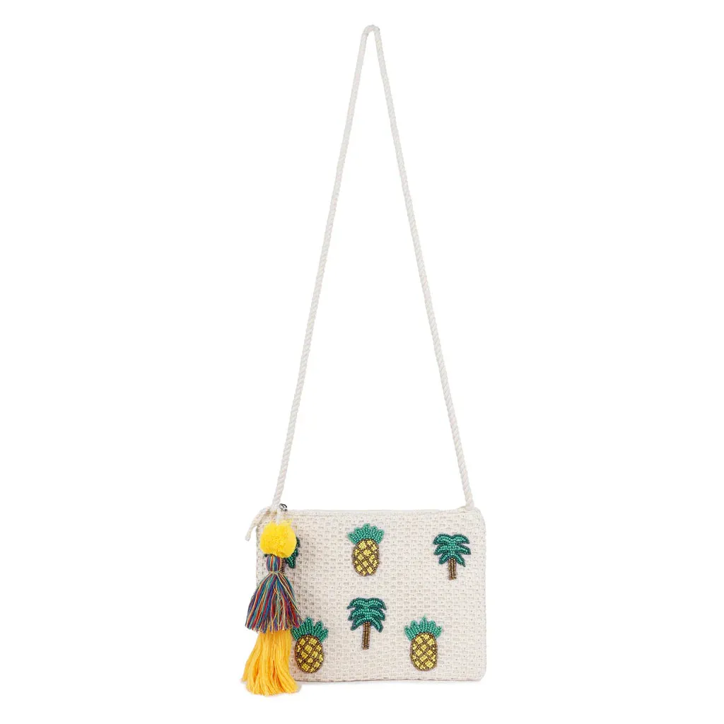 Natural Mesh Fabric Crossbody Sling Bag with Cotton Cord Long Handle – Stylish, Practical, and Eco-friendly