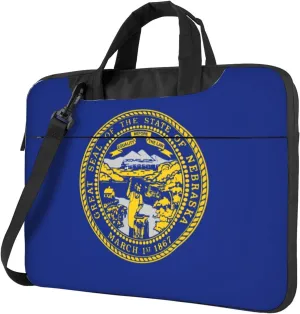 Nebraska Flag Print Laptop Adjustable Shoulder Strap With Handle Accessory Pocket For Men Women