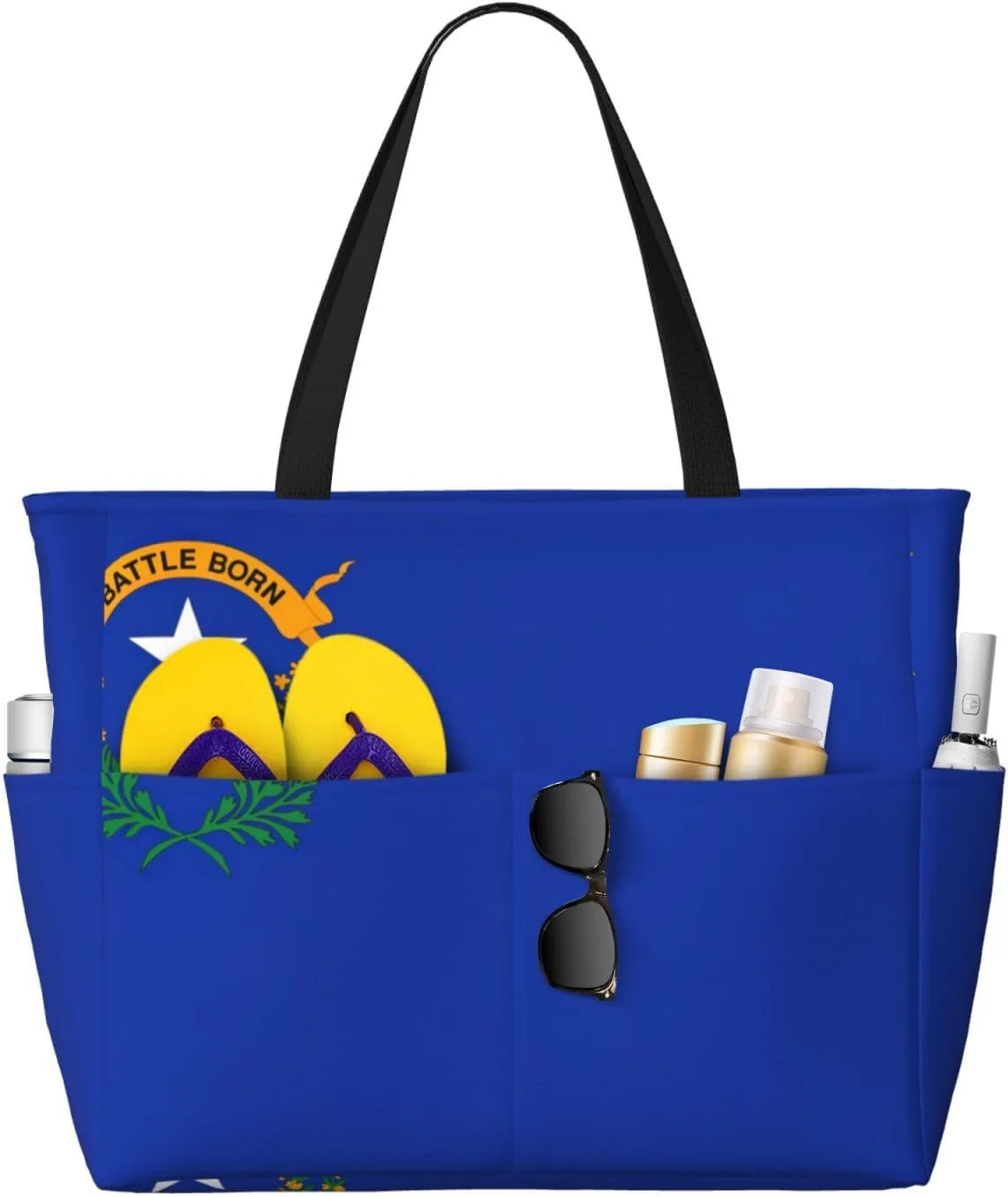 Nevada State Flag Large Capacity Foldable Tote Bag Women Beach Tote Bag Handbag Gym Bag Travel Shopping Bag