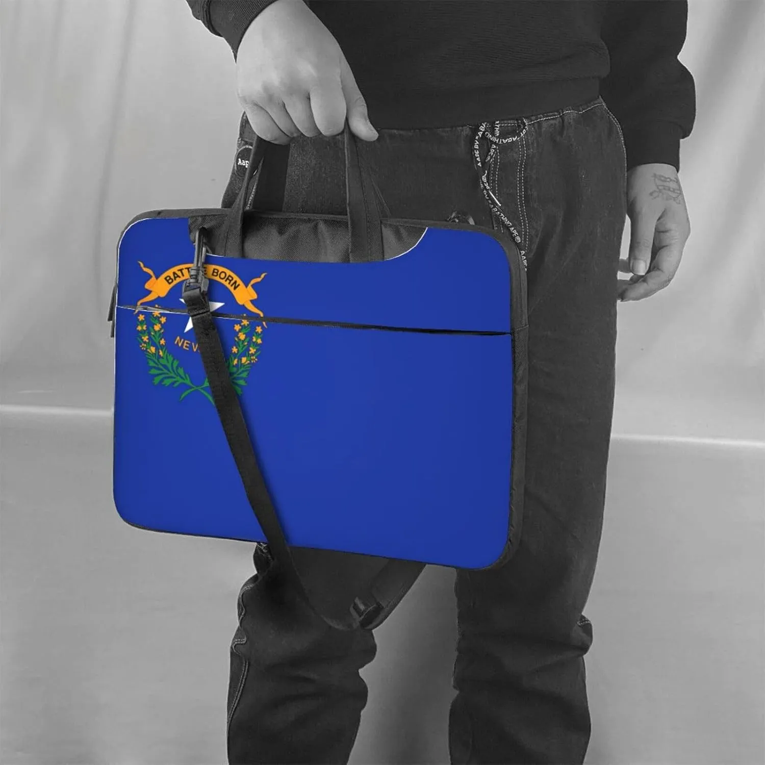 Nevada State Flag Print Laptop Adjustable Shoulder Strap With Handle Accessory Pocket For Men Women