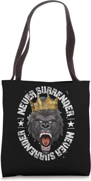 Never Surrender Gorilla Motivation | Gym Fitness Success Tote Bag