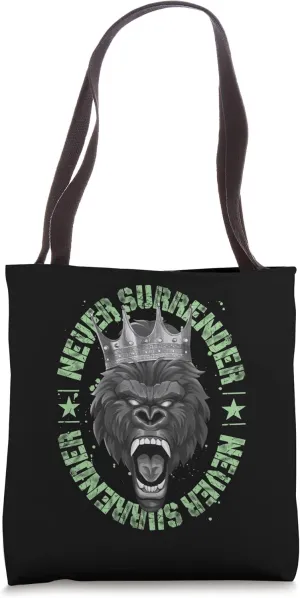 Never Surrender Motivation Gorilla | Success Gym Fitness Tote Bag