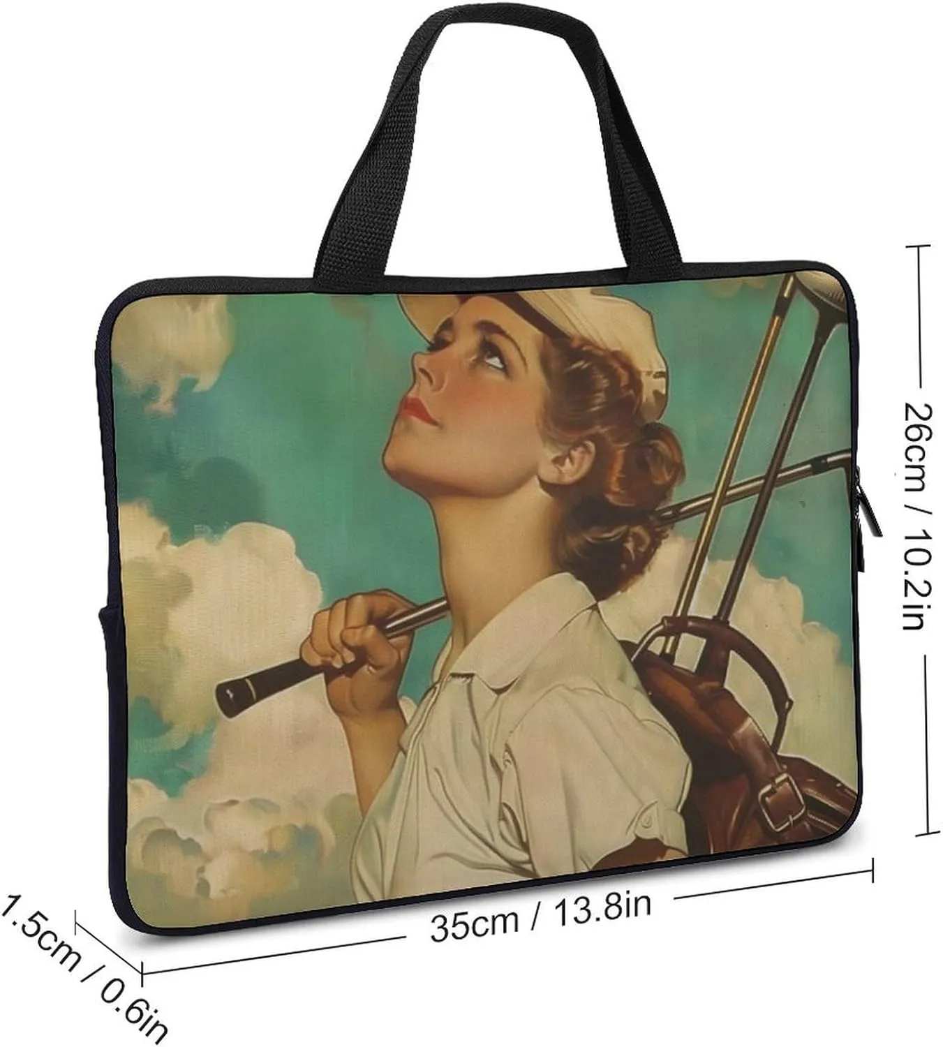 Never Underestimate A Lady Who Plays Golf Laptop Bag Laptop Case Computer Messenger Bag with Adjustable Shoulder Strap