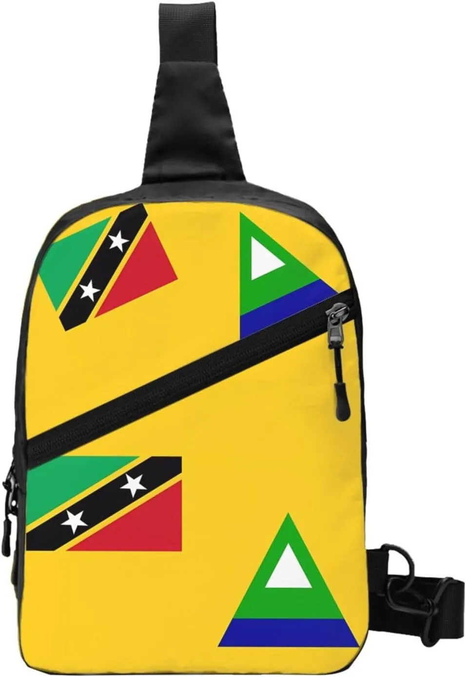 Nevis St. Kitts Flag Crossbody Bag Portable Sling Bags Foldable Chest Daypack Reusable Sports Shoulder Backpack Diagonally Casual Rucksack Travel Tote Bag for Workout