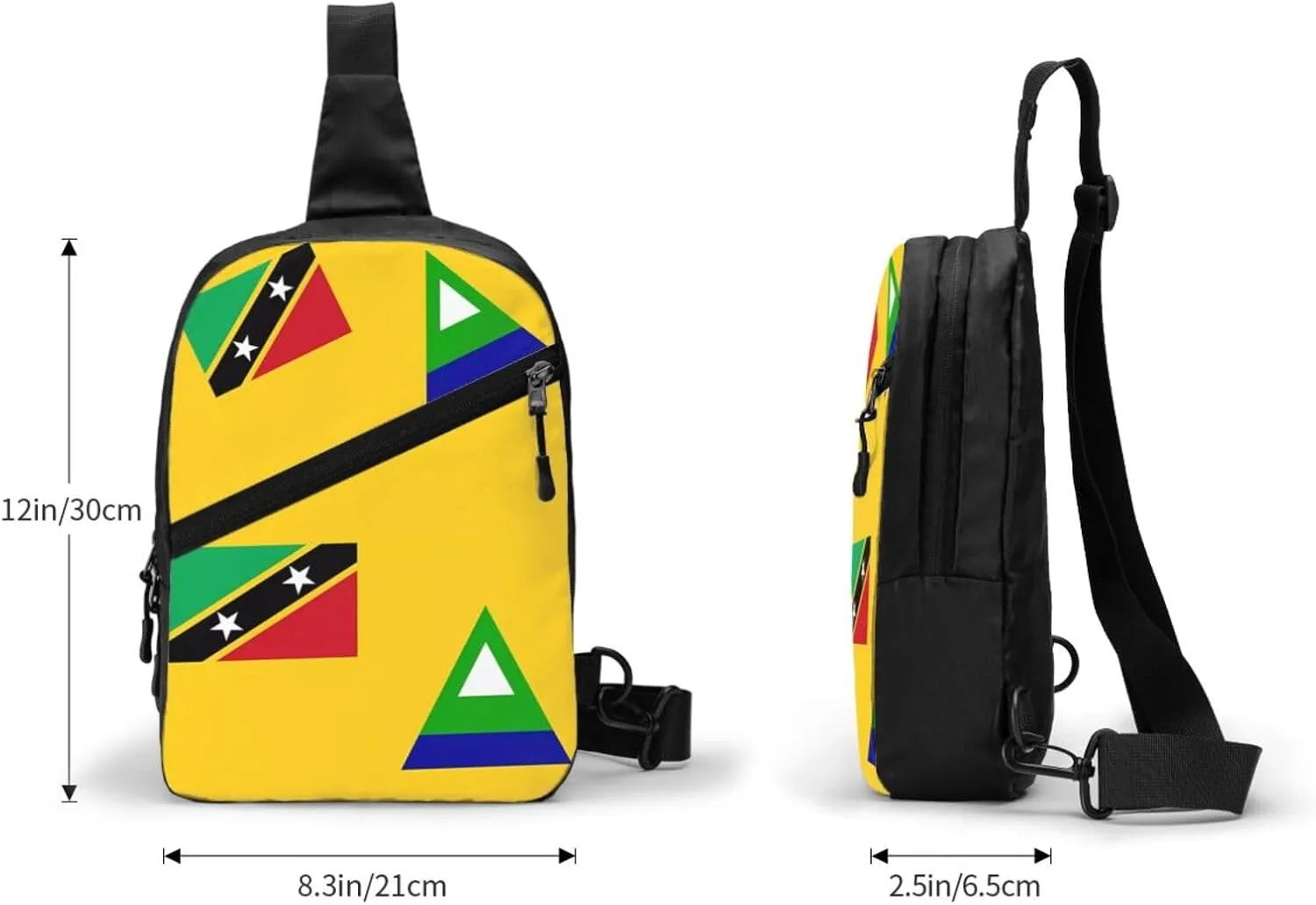 Nevis St. Kitts Flag Crossbody Bag Portable Sling Bags Foldable Chest Daypack Reusable Sports Shoulder Backpack Diagonally Casual Rucksack Travel Tote Bag for Workout