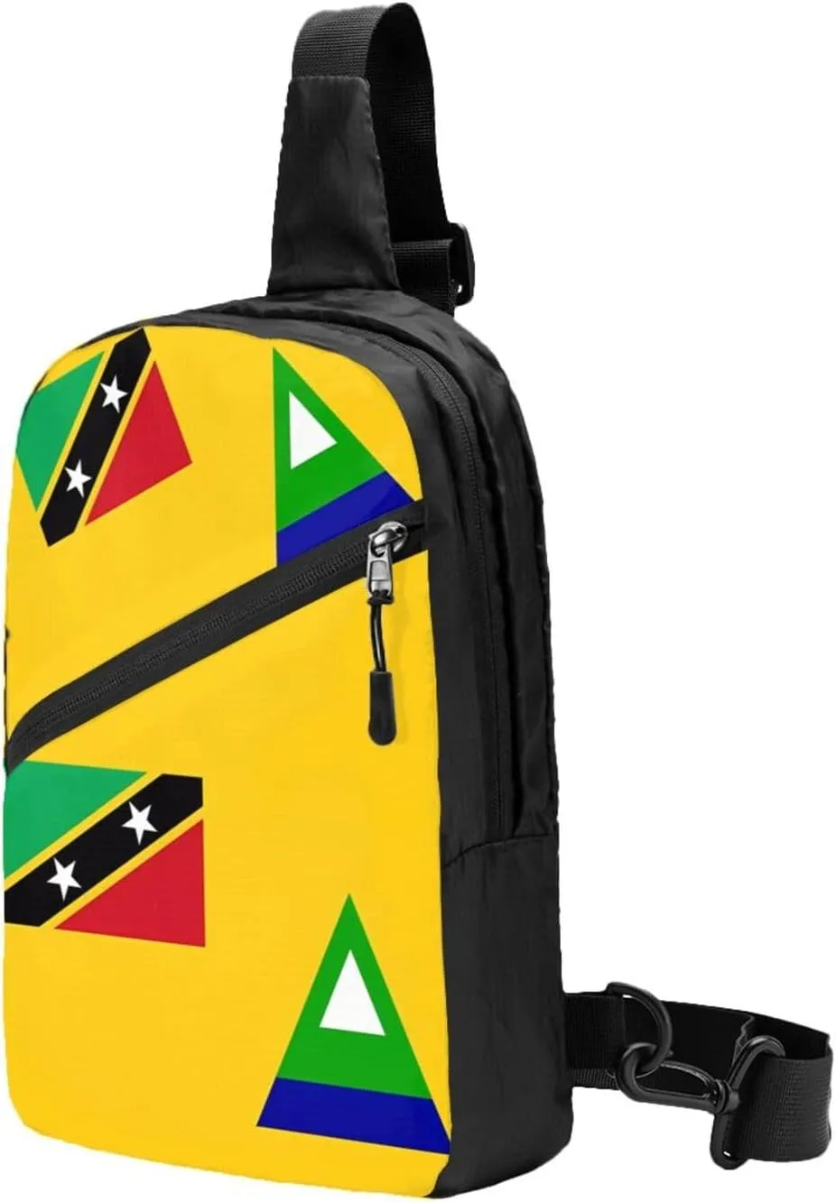 Nevis St. Kitts Flag Crossbody Bag Portable Sling Bags Foldable Chest Daypack Reusable Sports Shoulder Backpack Diagonally Casual Rucksack Travel Tote Bag for Workout