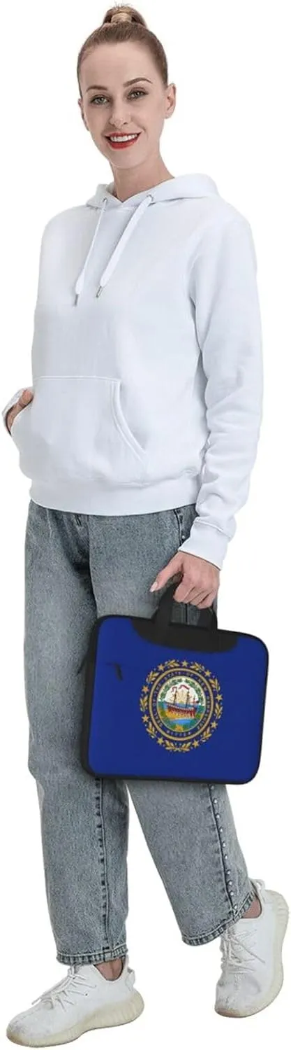 New Hampshire State Flag Print Laptop Adjustable Shoulder Strap With Handle Accessory Pocket For Men Women