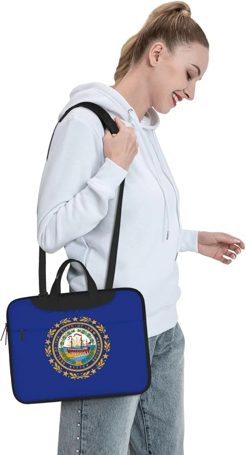 New Hampshire State Flag Print Laptop Adjustable Shoulder Strap With Handle Accessory Pocket For Men Women