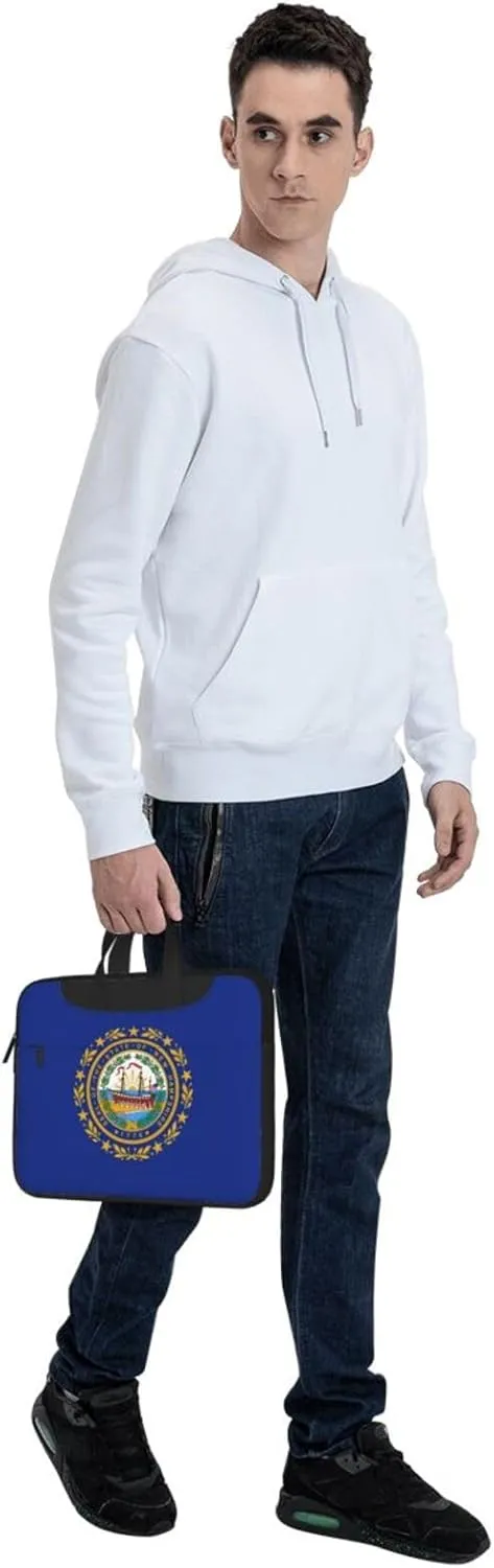 New Hampshire State Flag Print Laptop Adjustable Shoulder Strap With Handle Accessory Pocket For Men Women