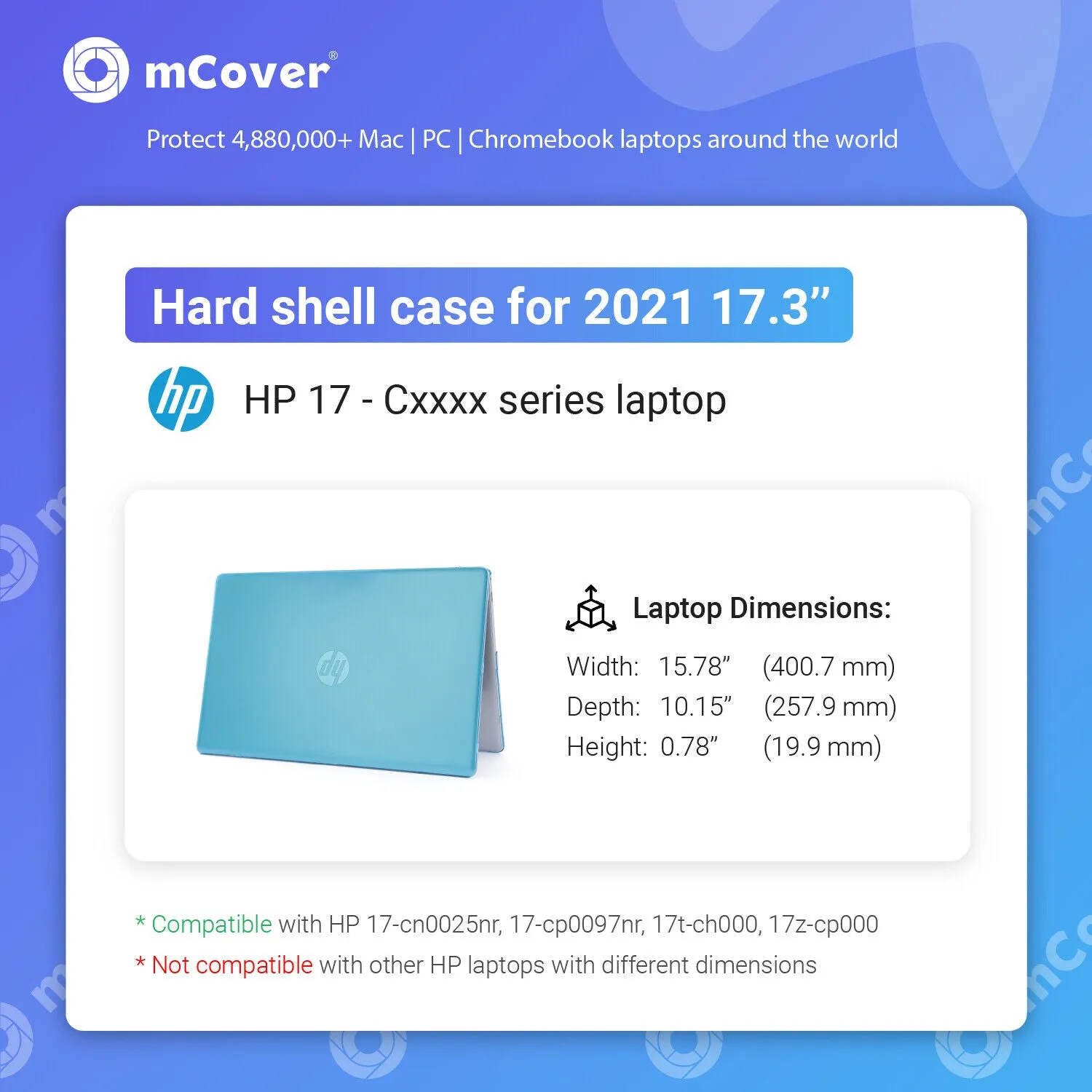 NEW mCover® Hard Case for 2021 17.3" HP 17-Cxxxx series laptop USB-C port No DVD