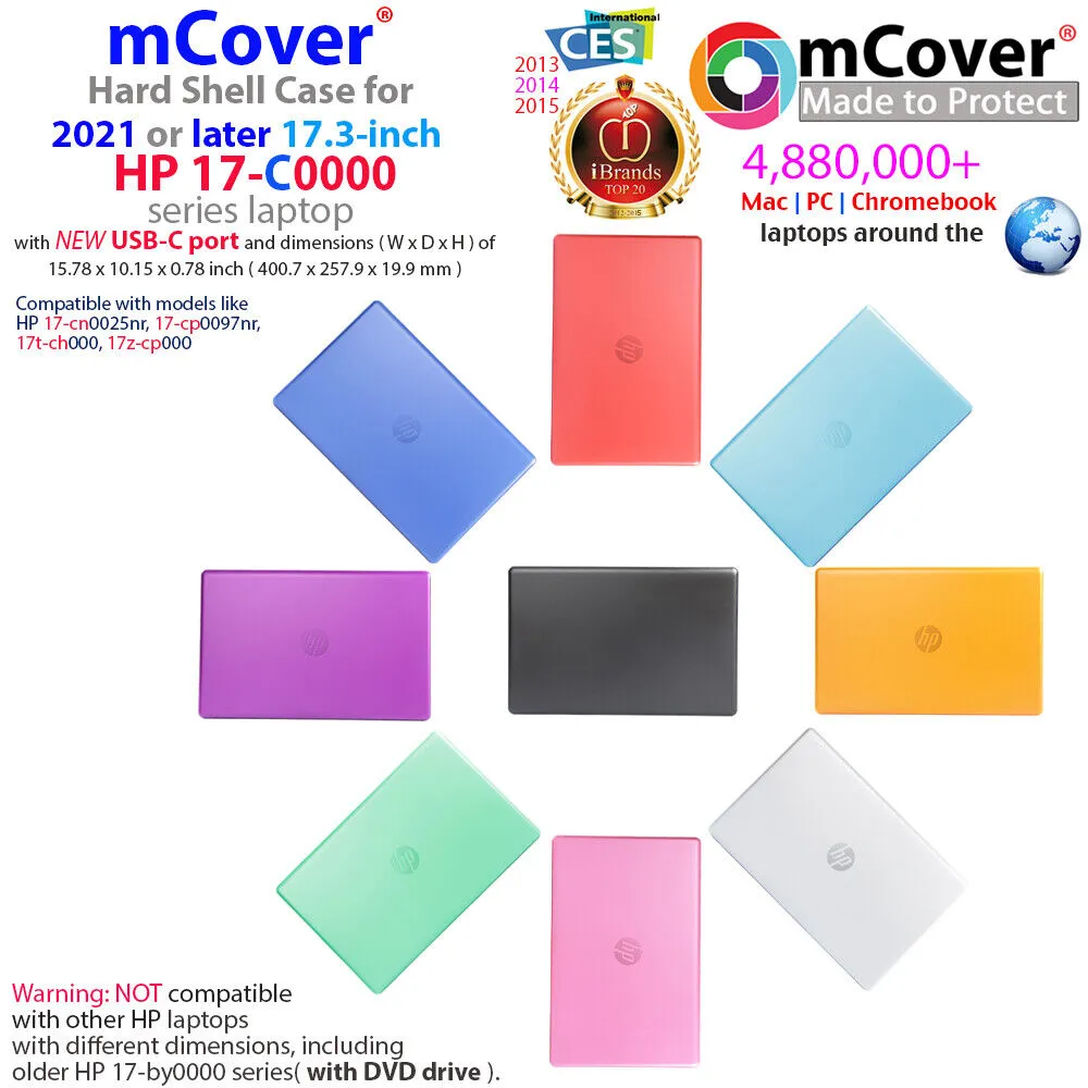 NEW mCover® Hard Case for 2021 17.3" HP 17-Cxxxx series laptop USB-C port No DVD