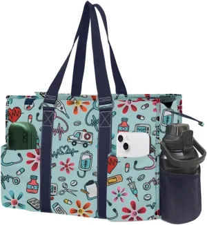 NGIL Utility Water Resistant Tote Bag, Top Zipper Closure, Perfect Gifts for Working Women, Nurses, Gym bag
