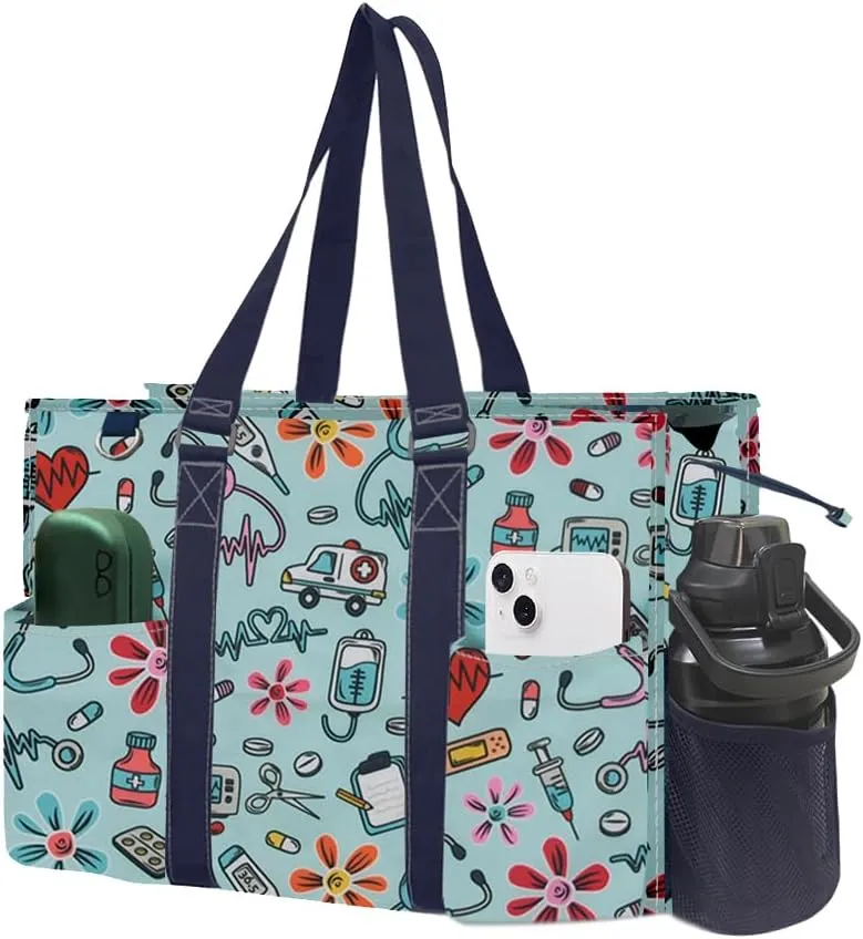 NGIL Utility Water Resistant Tote Bag, Top Zipper Closure, Perfect Gifts for Working Women, Nurses, Gym bag