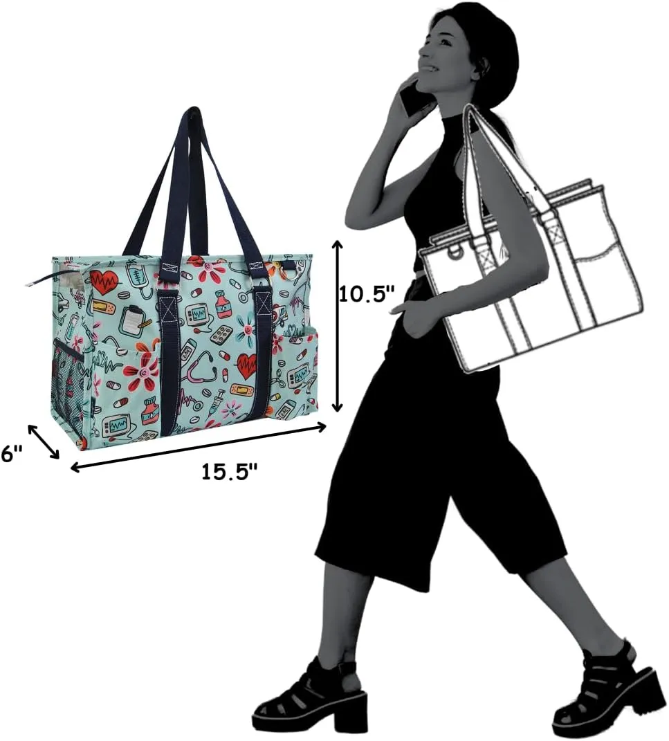 NGIL Utility Water Resistant Tote Bag, Top Zipper Closure, Perfect Gifts for Working Women, Nurses, Gym bag