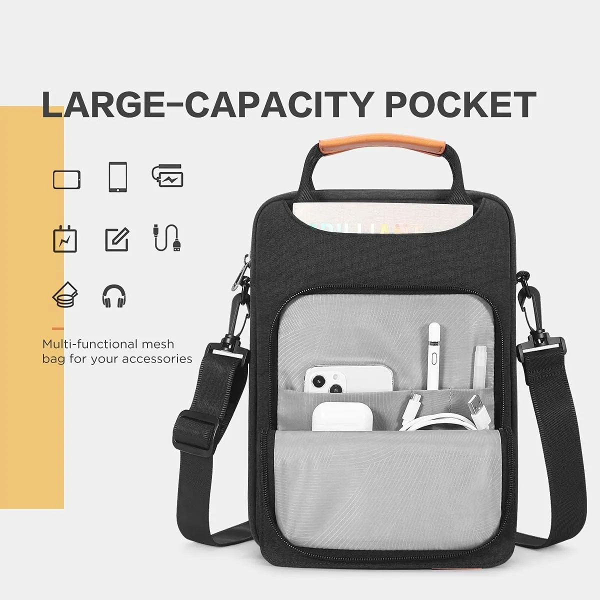 NIDOO Laptop Shoulder Bag for 13" 13.6" Macbook Air M4 M3 M2/ MacBook Pro / 12.9" 13" iPad Pro M4/ 13" iPad Air M2 M3 / 13 inch Surface Pro 10 9 8, Vertical Laptop Sleeve Handbag for 13.4" XPS Samsung