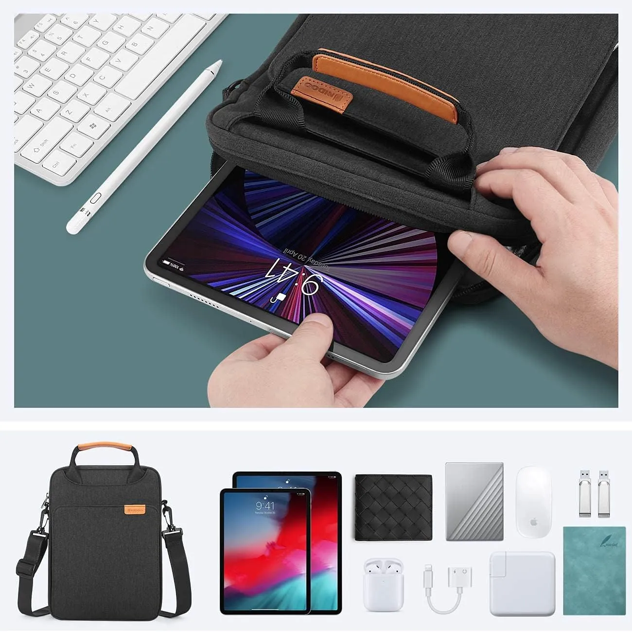 NIDOO Laptop Shoulder Bag for 13" 13.6" Macbook Air M4 M3 M2/ MacBook Pro / 12.9" 13" iPad Pro M4/ 13" iPad Air M2 M3 / 13 inch Surface Pro 10 9 8, Vertical Laptop Sleeve Handbag for 13.4" XPS Samsung
