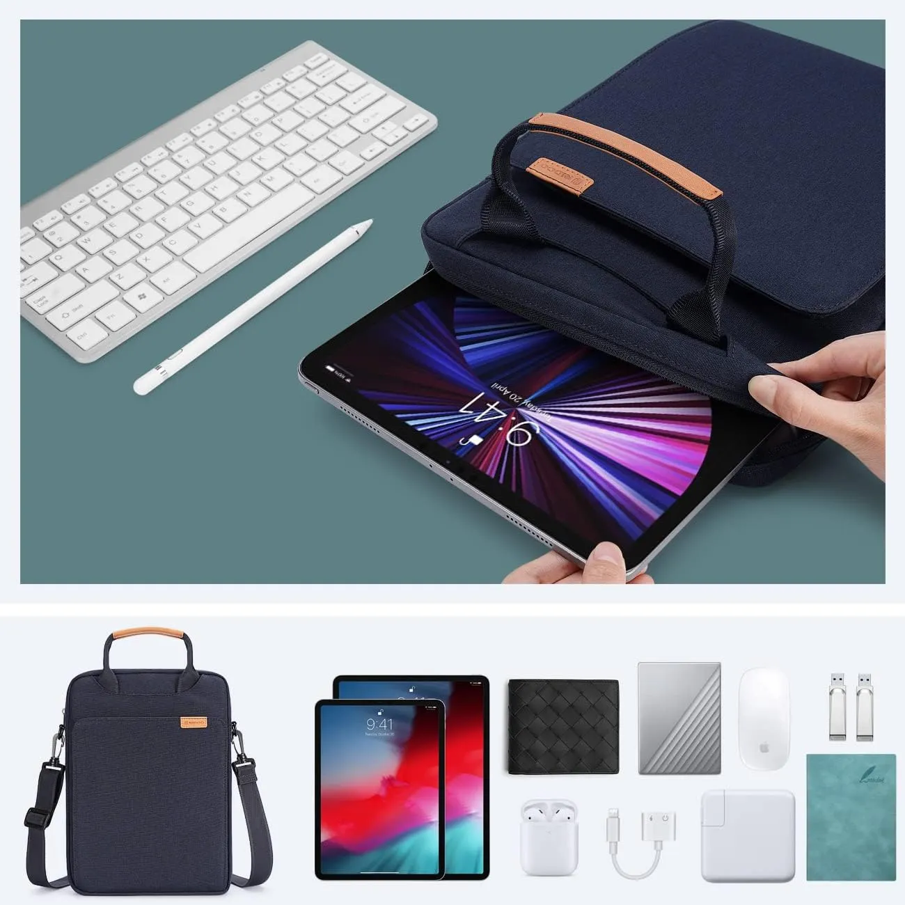 NIDOO Laptop Shoulder Bag for 13" MacBook Air Pro M1 M2 / 12.9" iPad Pro M2 M1 / 13" Surface Pro X 7 8 9, Vertical Computer Sleeve Carrying Case Messenger for 13.3" Galaxy Pro 360 / Tab S8  / Dell XPS