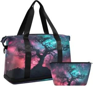 Night Sky with Stars Duffel Bag Lightweight Carry On Gym Bags for Travel and Weekends, Versatile Overnight Bag with Shoe Compartment