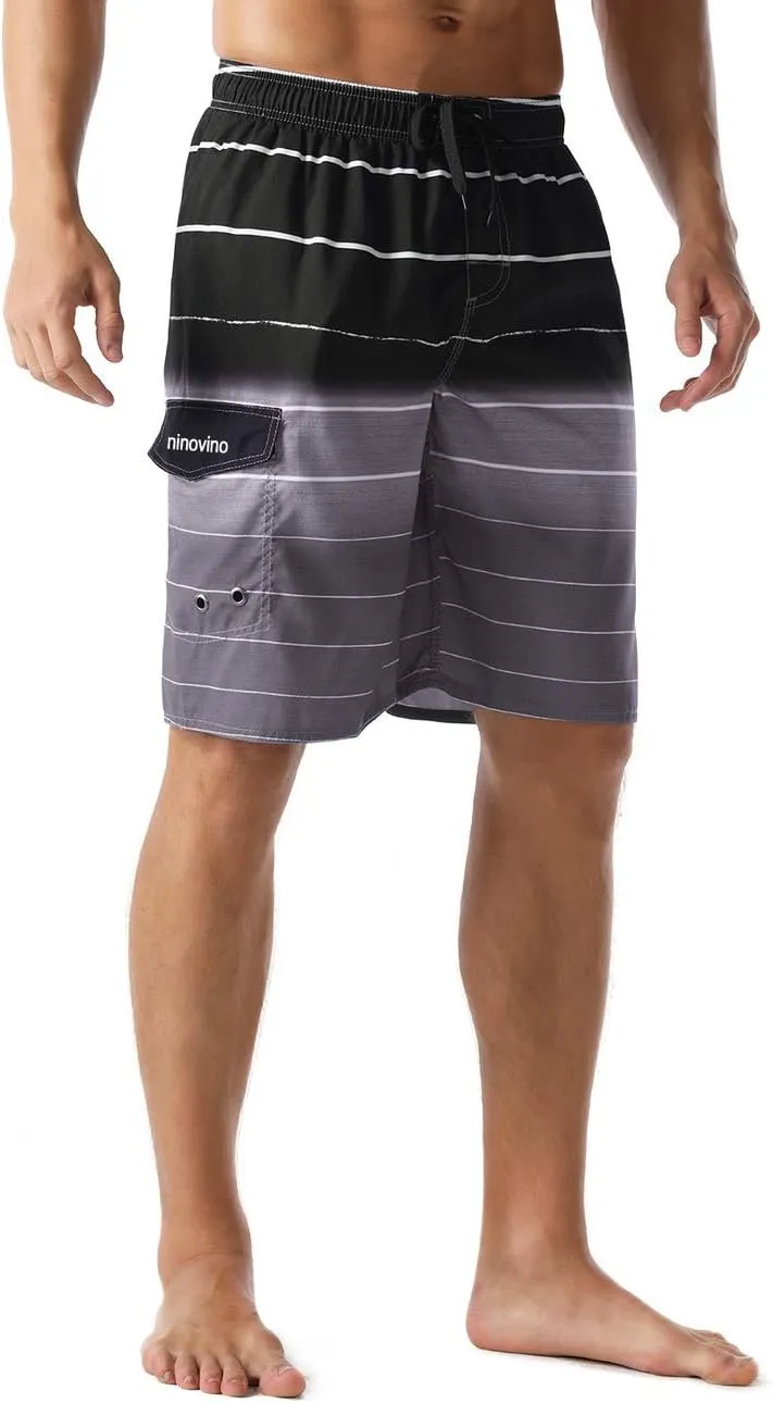 ninovino Men's Summer Holiday Swim Trunks Beach Board Shorts with Lining
