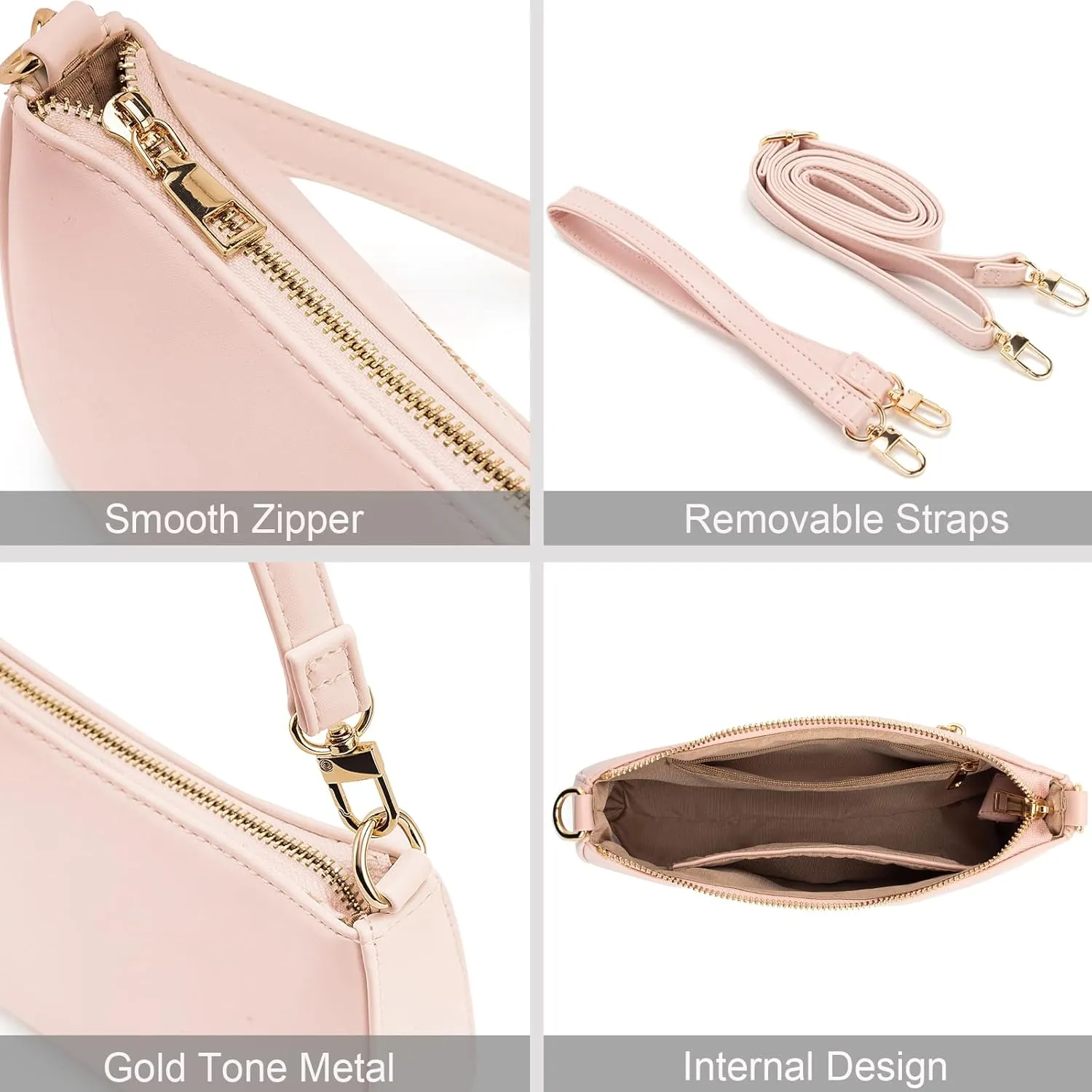 NIUEIMEE ZHOU Shoulder Bag for Women Retro Vegan Leather Classic Clutch Tote HandBags Purses with Zipper Closure
