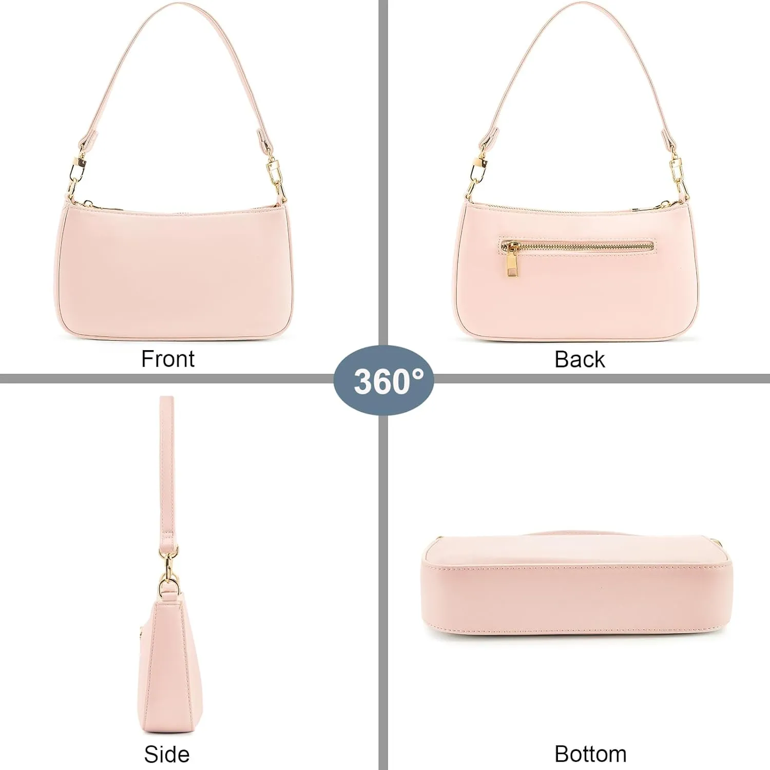 NIUEIMEE ZHOU Shoulder Bag for Women Retro Vegan Leather Classic Clutch Tote HandBags Purses with Zipper Closure