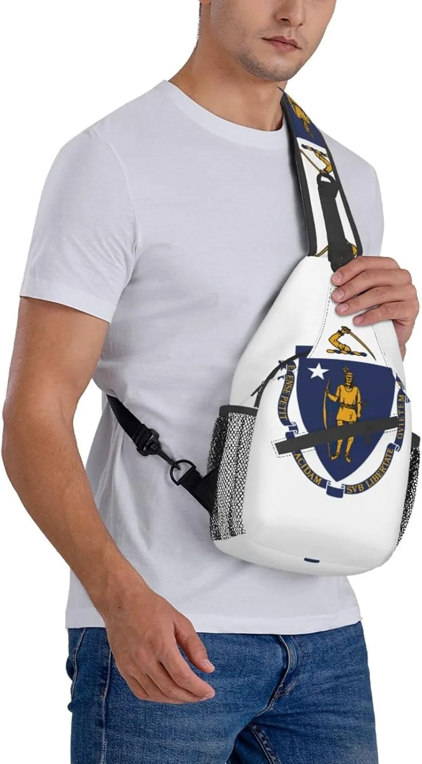 North Carolina State Flag Print Small Backpack Sling Bag For Women Men, Chest Bag Daypack Crossbody For Travel Sport