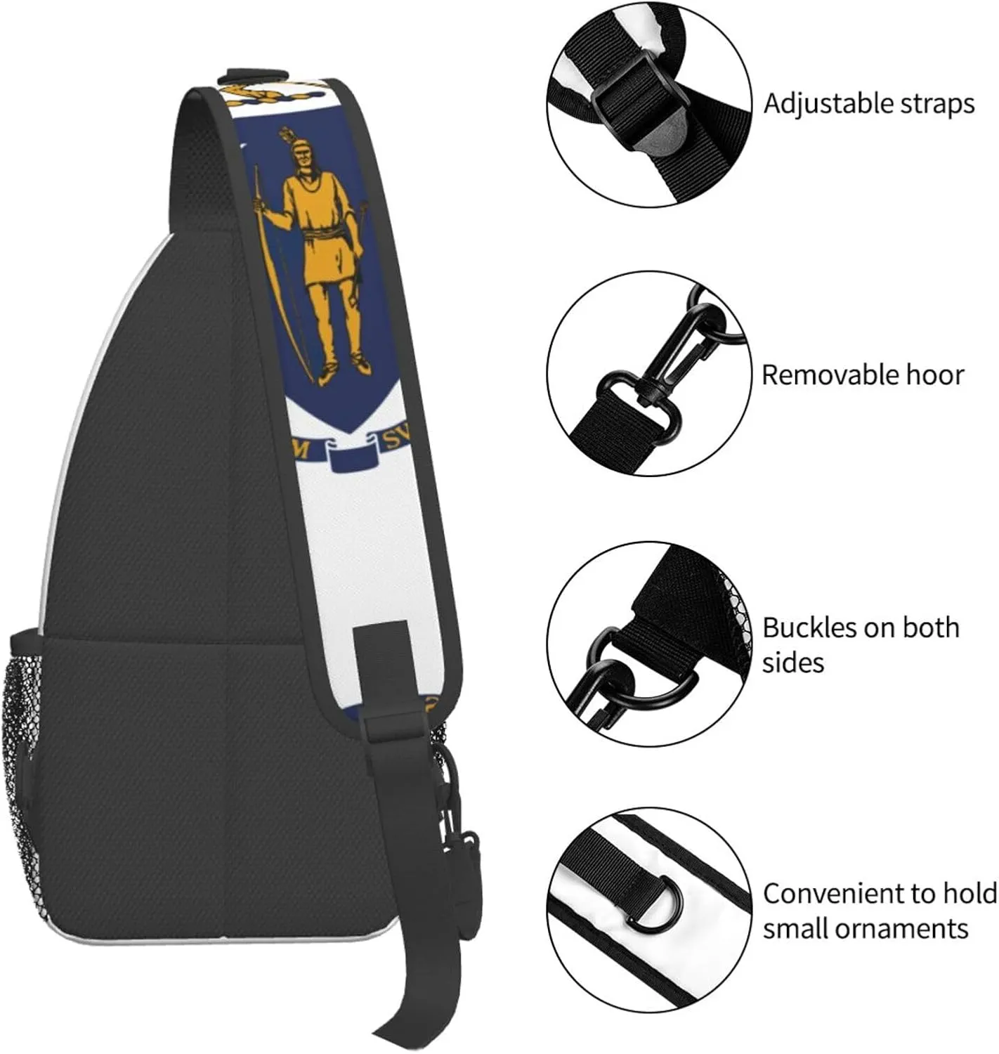 North Carolina State Flag Print Small Backpack Sling Bag For Women Men, Chest Bag Daypack Crossbody For Travel Sport