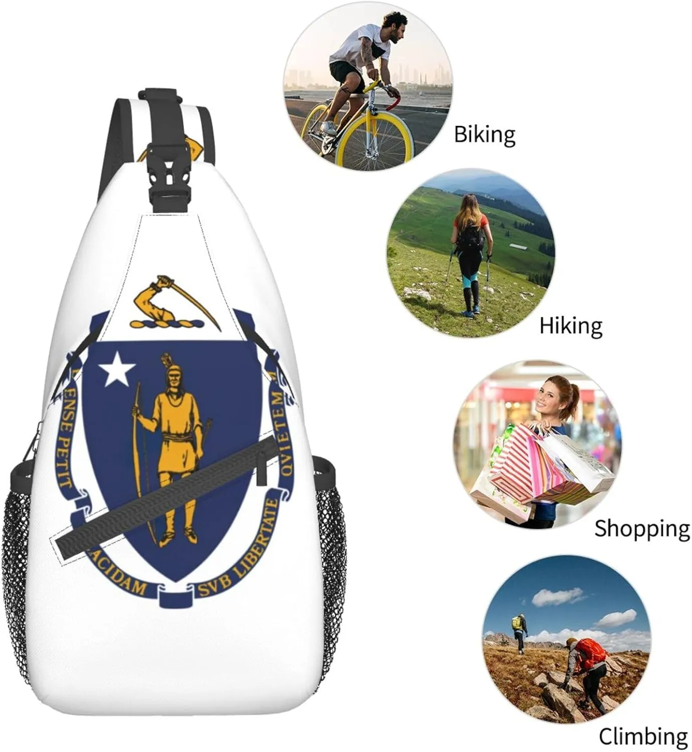 North Carolina State Flag Print Small Backpack Sling Bag For Women Men, Chest Bag Daypack Crossbody For Travel Sport