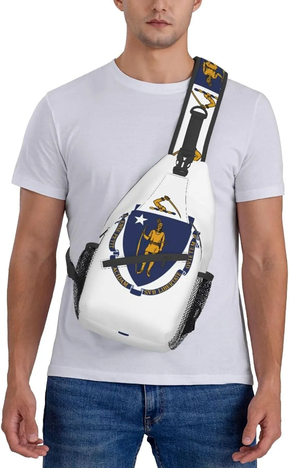 North Carolina State Flag Print Small Backpack Sling Bag For Women Men, Chest Bag Daypack Crossbody For Travel Sport