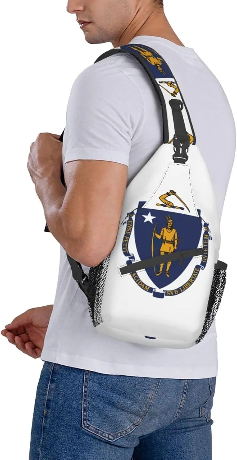 North Carolina State Flag Print Small Backpack Sling Bag For Women Men, Chest Bag Daypack Crossbody For Travel Sport
