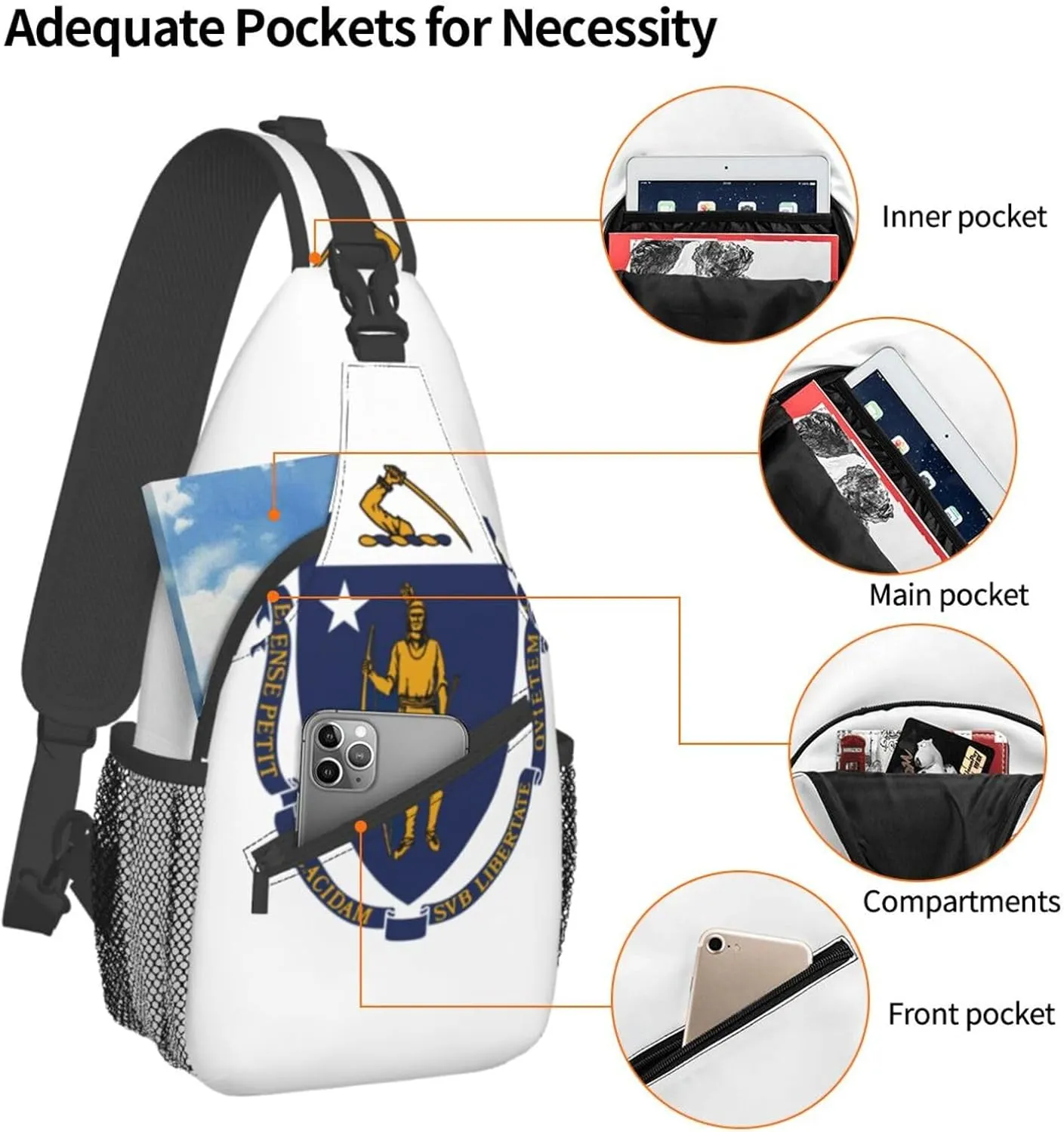 North Carolina State Flag Print Small Backpack Sling Bag For Women Men, Chest Bag Daypack Crossbody For Travel Sport