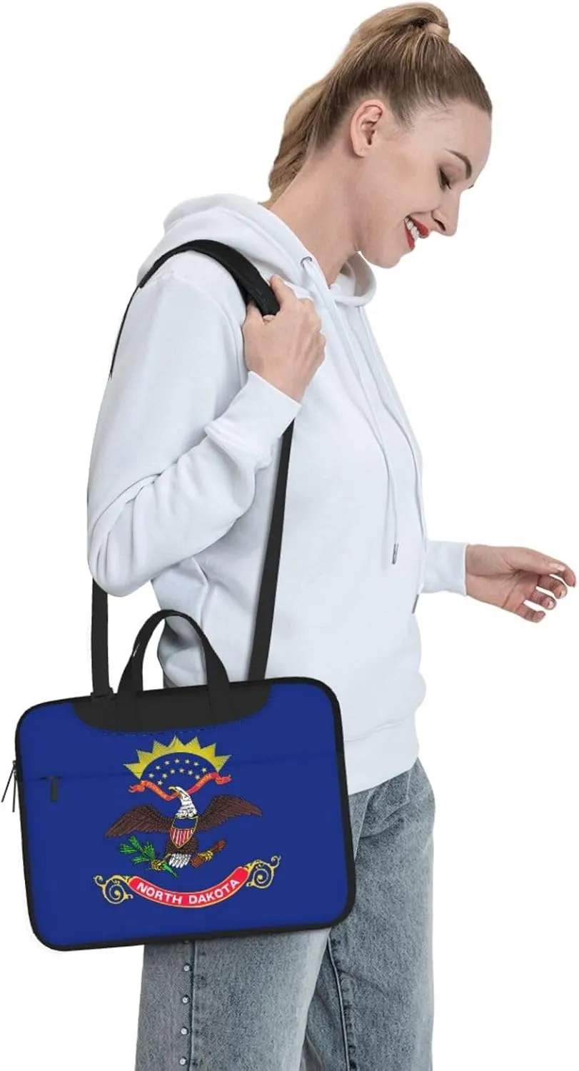 North Dakota State Flag Print Laptop Adjustable Shoulder Strap With Handle Accessory Pocket For Men Women